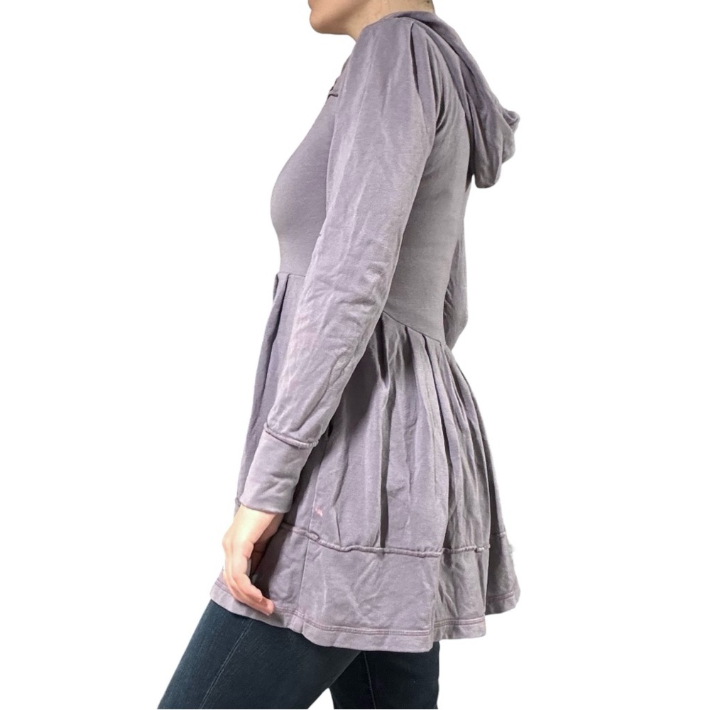 Green Dragon | Purple Stretchy Full Zip Boho Lagenlook Babydoll Hoodie - Picture 2 of 6